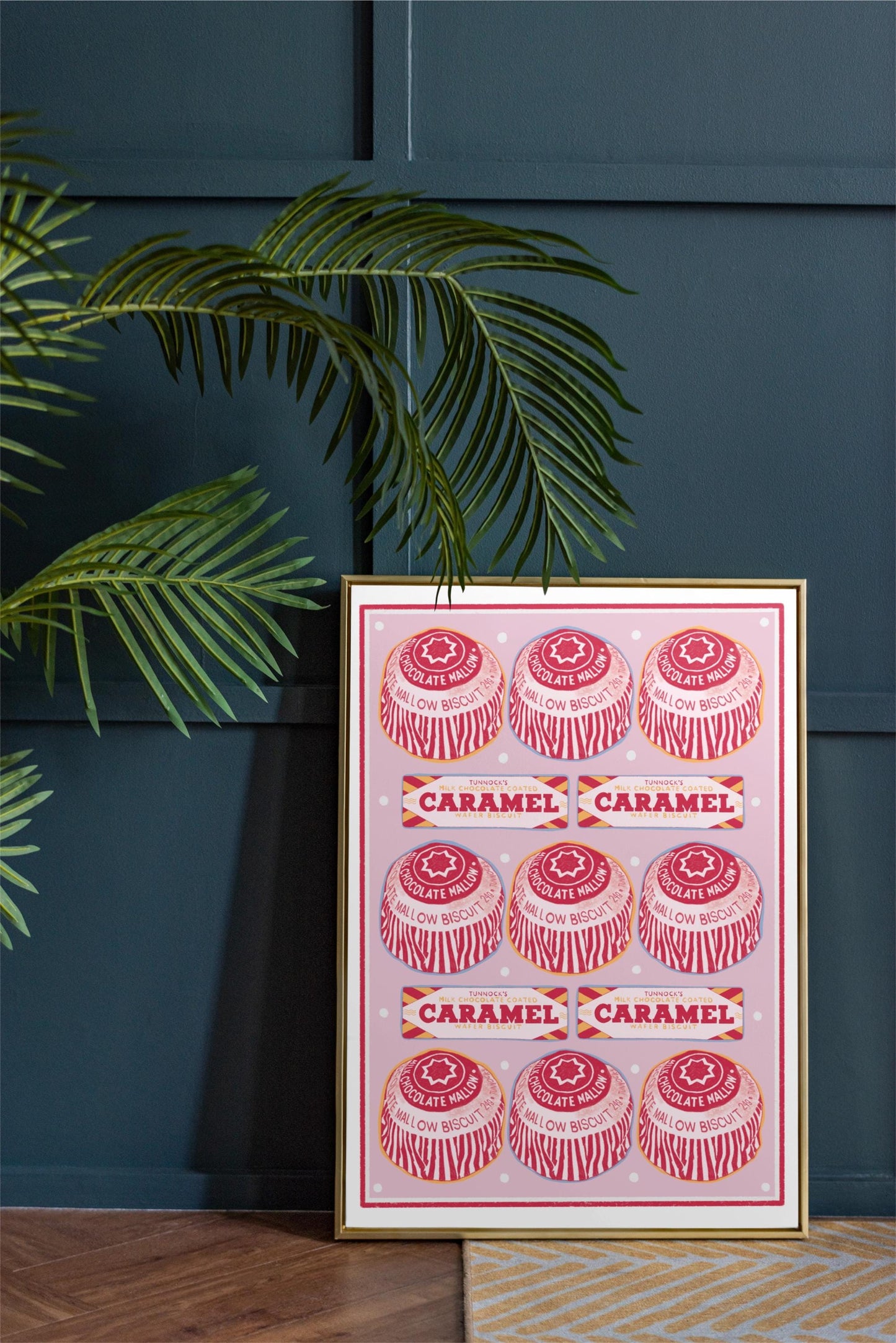 Tunnocks Tea Cake and Caramel Bar Pattern, Kitchen Poster/Art Print