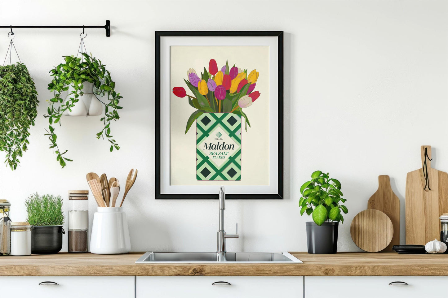 Maldon Salt with Tulips Kitchen Art Print/Poster, Unframed