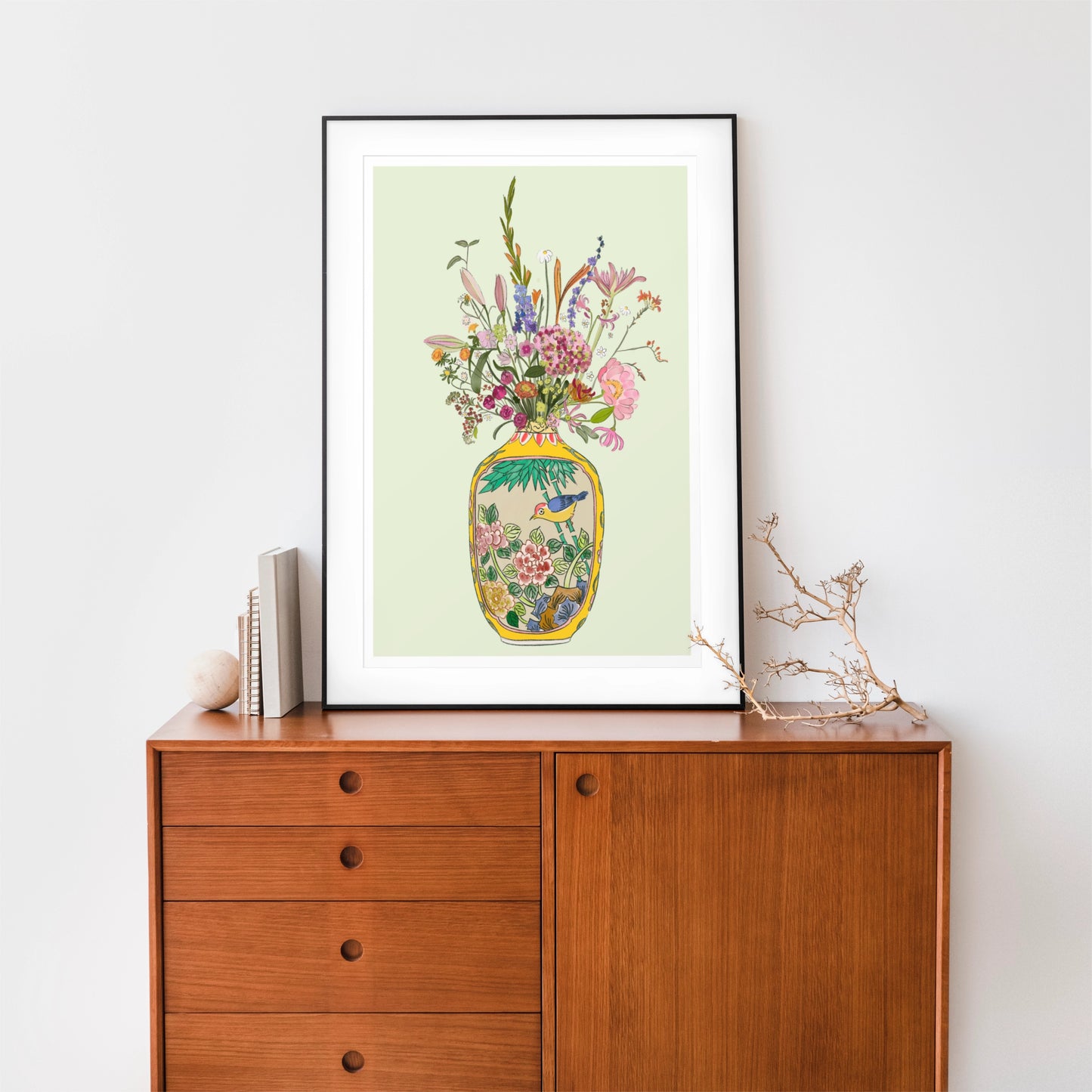 Antique Snuff Bottle and Wild flowers Unframed Art Print/Poster