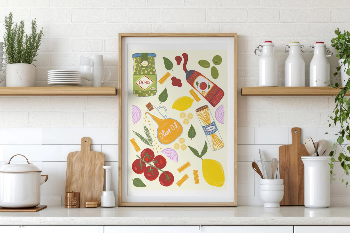Italian Food Ingredients Kitchen Poster
