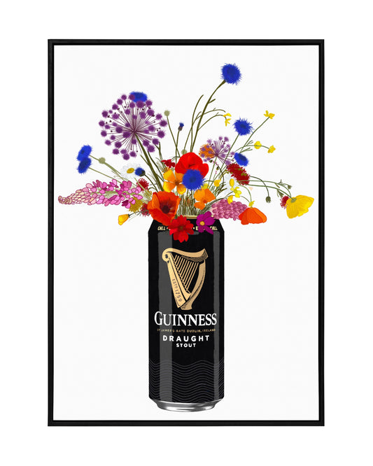 Guinness and wild flowers colourful Art Print