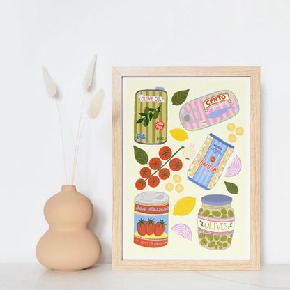 Italian Food Ingredients Kitchen Poster/Art Print