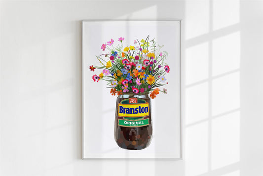 Branston Pickle and wild flowers Kitchen Art Print