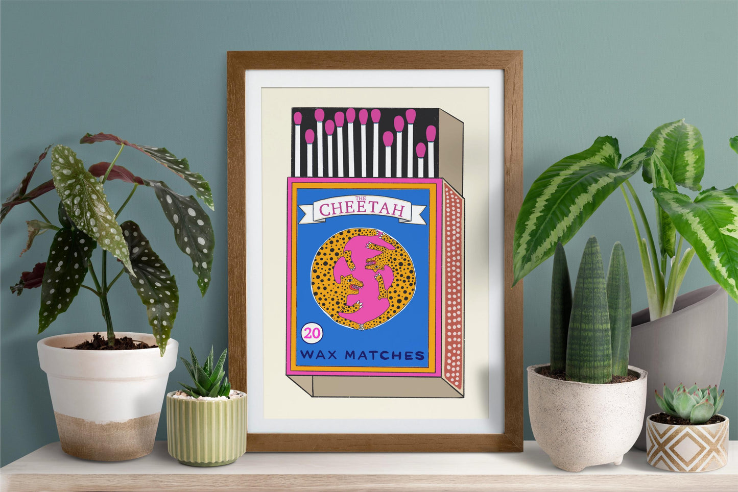 Retro Cheetah Match Box Poster/Art Print