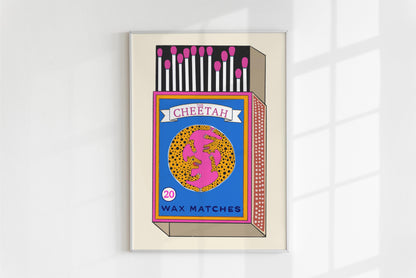 Retro Cheetah Match Box Poster/Art Print