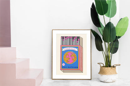 Retro Cheetah Match Box Poster/Art Print