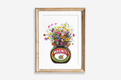 Marmite With Colourful Wildflowers Kitchen Art Print/Poster