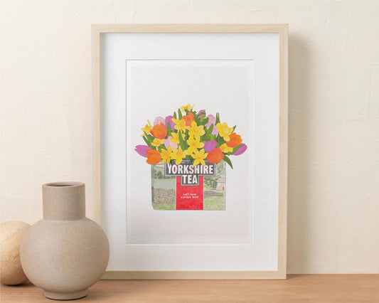 Yorkshire Tea, Tulips and Daffodils Kitchen Art Print/Poster