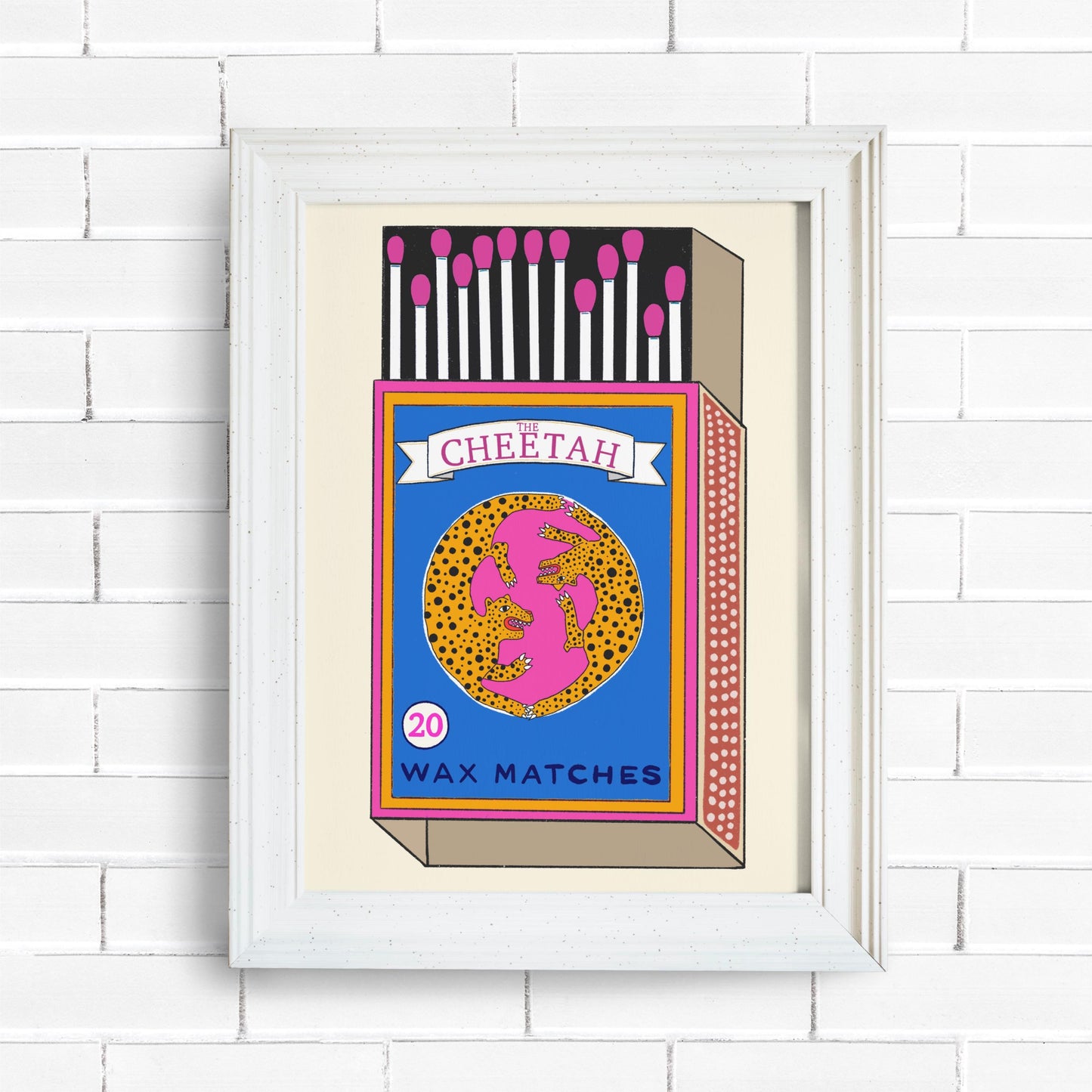Retro Cheetah Match Box Poster/Art Print