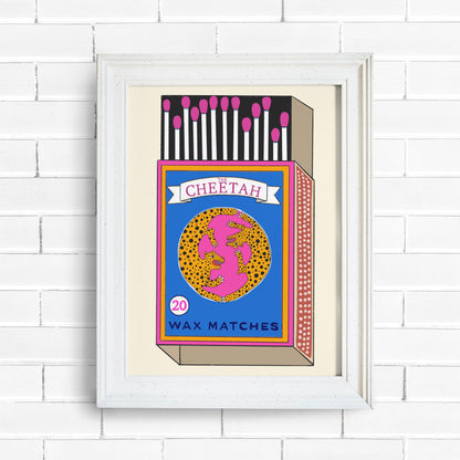 Retro Cheetah Match Box Poster/Art Print