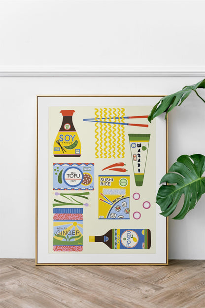 Japanese food ingredients Kitchen Art Print/Poster