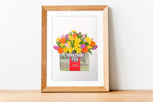 Yorkshire Tea, Tulips and Daffodils Kitchen Art Print/Poster