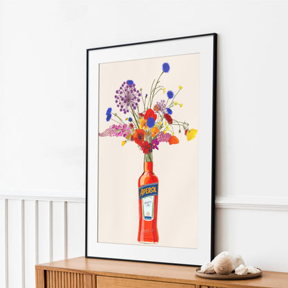 Aperol Bottle with Colourful Wildflowers