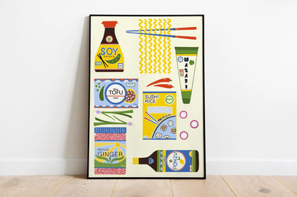 Japanese food ingredients Kitchen Art Print/Poster