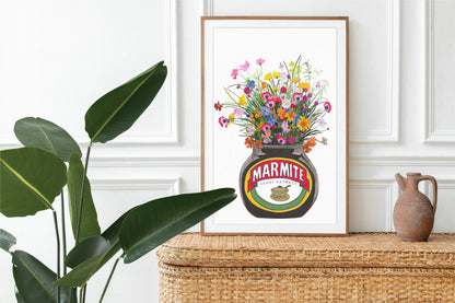 Marmite With Colourful Wildflowers Kitchen Art Print/Poster