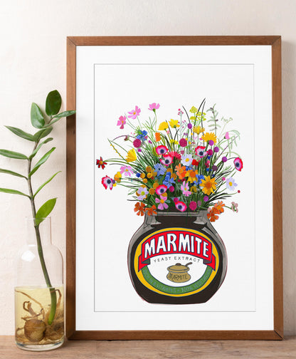 Marmite With Colourful Wildflowers Kitchen Art Print/Poster