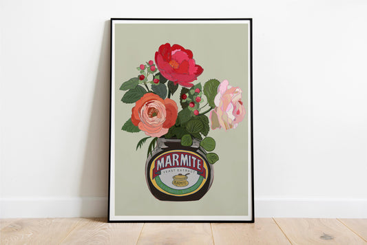 Marmite and Roses Colourful Breakfast Art Print