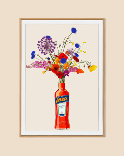 Aperol Bottle with Colourful Wildflowers