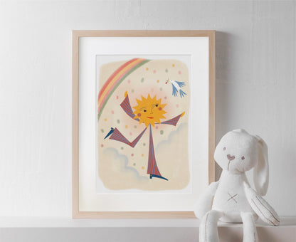 Colourful Sun Dancer Childrens' Bedroom Art Print/Poster