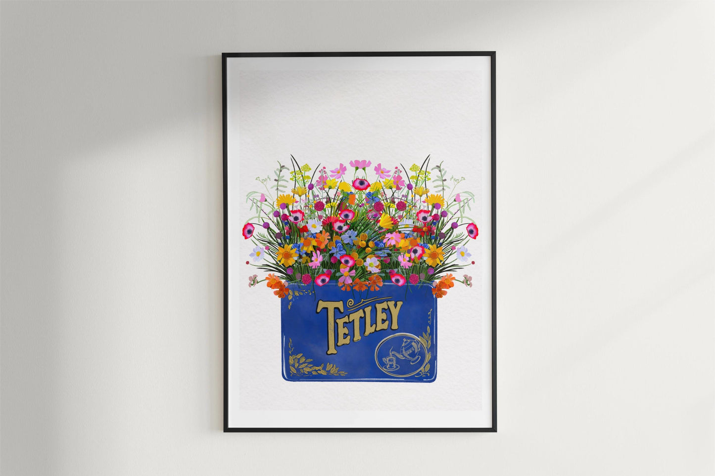 Vintage Tetley Tea Tin and Tulips Floral Kitchen Art Print
