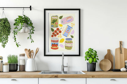 Italian Food Ingredients Kitchen Poster/Art Print
