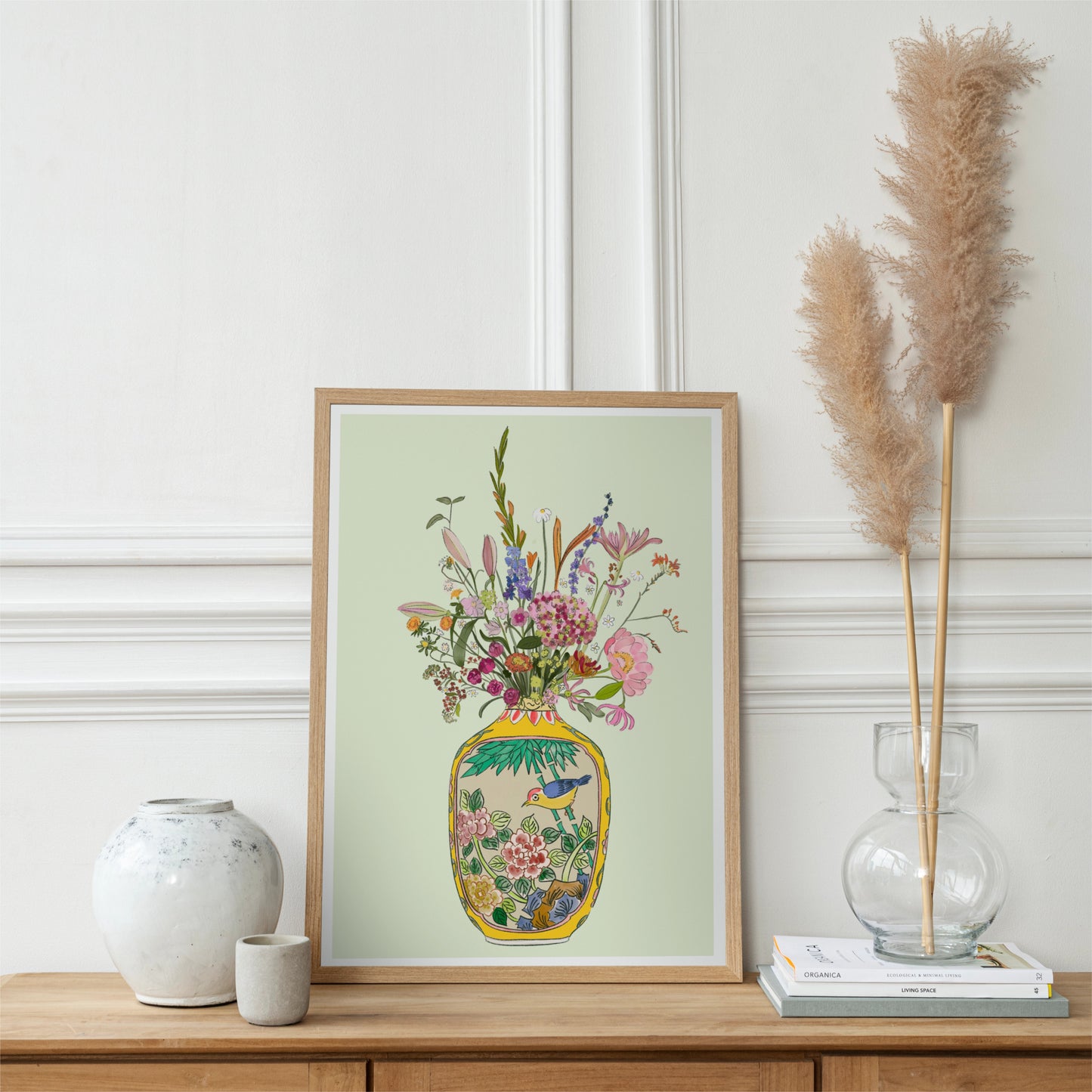 Antique Snuff Bottle and Wild flowers Unframed Art Print/Poster