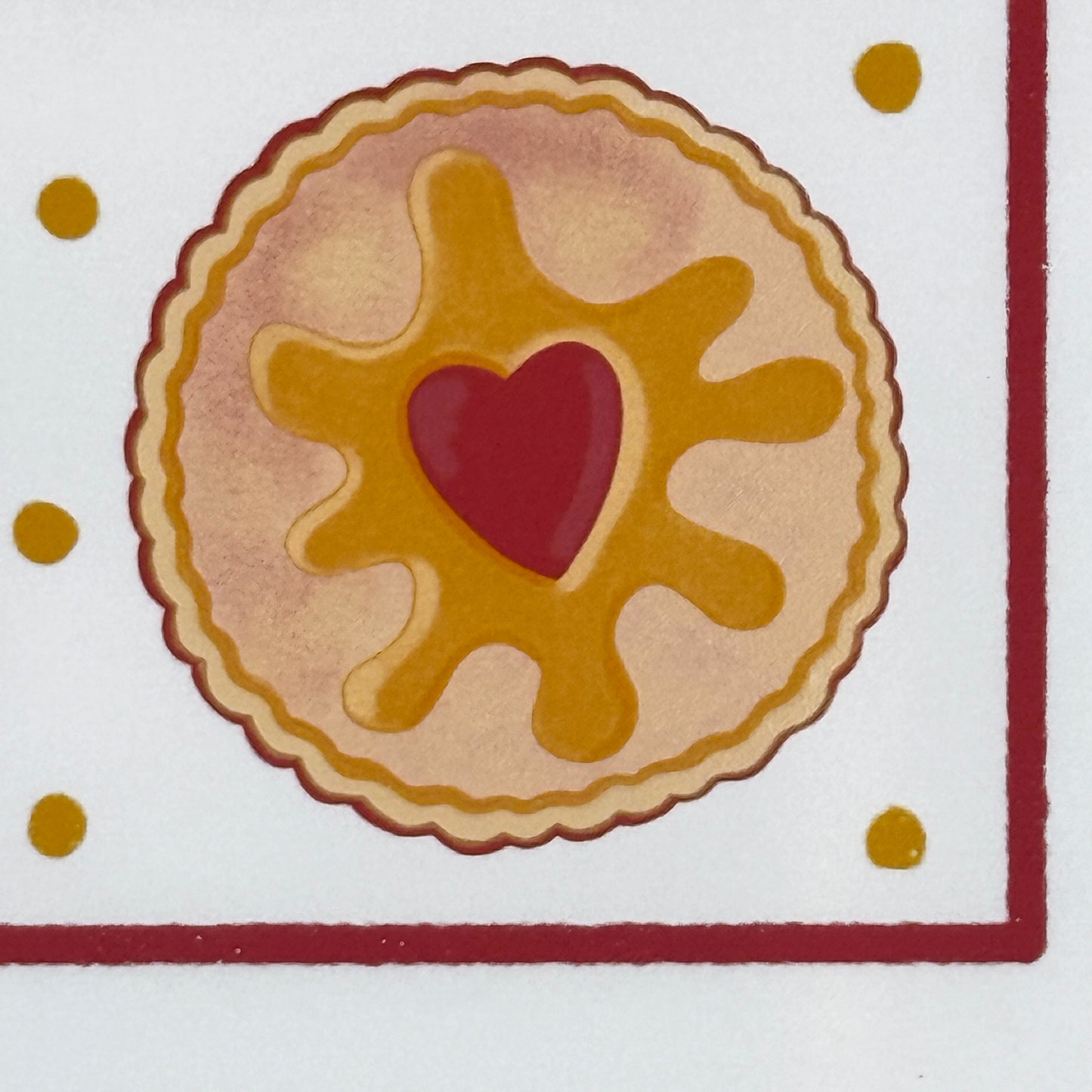 British Biscuit Icons Square hand drawn card with jammie Dodgers and custard creams