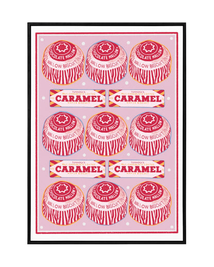 Tunnocks Tea Cake and Caramel Bar Pattern, Kitchen Poster/Art Print