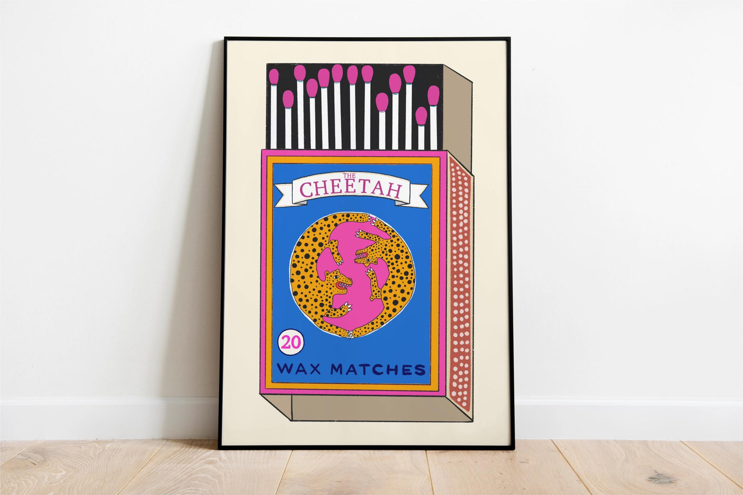 Retro Cheetah Match Box Poster/Art Print
