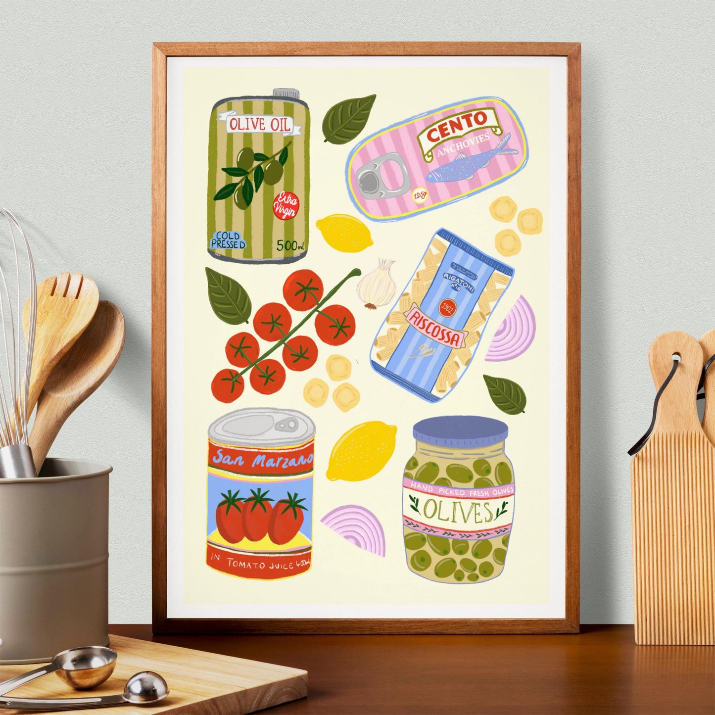 Italian Food Ingredients Kitchen Poster/Art Print