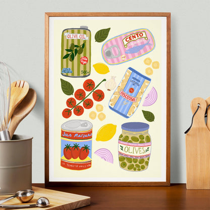 Italian Food Ingredients Kitchen Poster/Art Print
