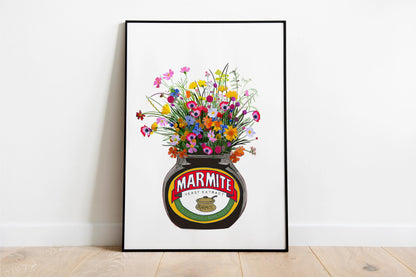 Marmite With Colourful Wildflowers Kitchen Art Print/Poster