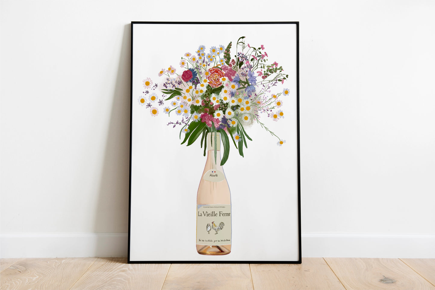 Chicken Wine and Wild flowers Art Print