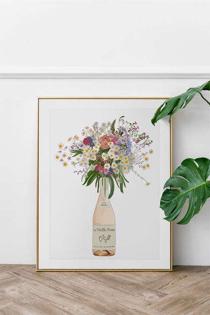 Chicken Wine and Wild flowers Art Print