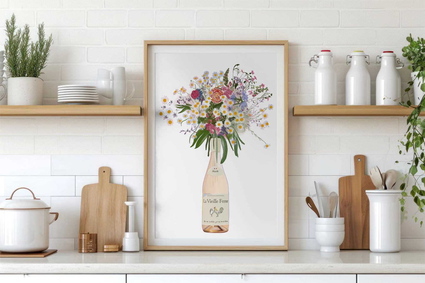 Chicken Wine and Wild flowers Art Print