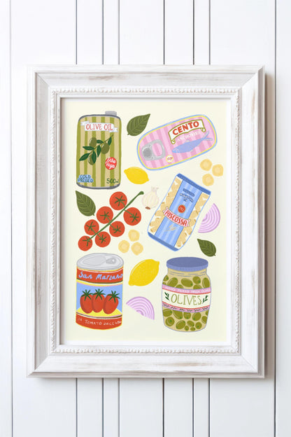 Italian Food Ingredients Kitchen Poster/Art Print
