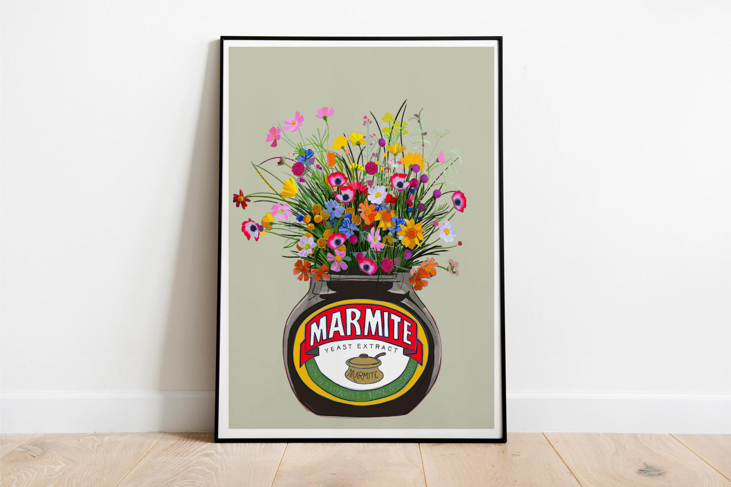 Marmite With Colourful Wildflowers Kitchen Art Print/Poster