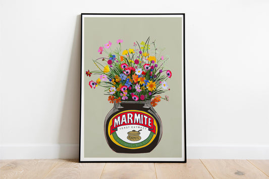 Marmite With Colourful Wildflowers Kitchen Art Print/Poster