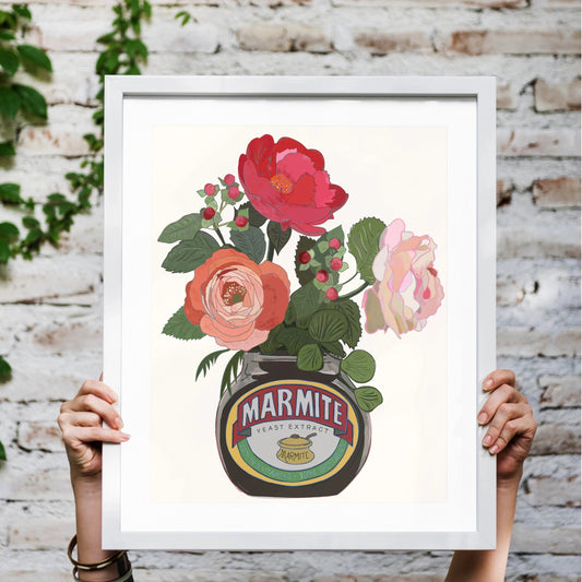 Marmite and Roses Colourful Breakfast Art Print