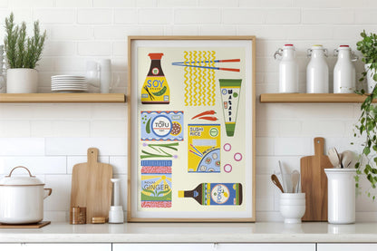 Japanese food ingredients Kitchen Art Print/Poster