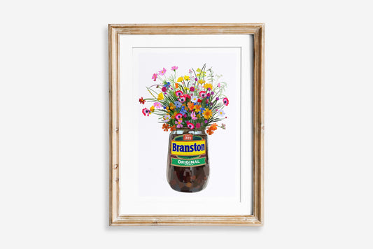 Branston Pickle and wild flowers Kitchen Art Print
