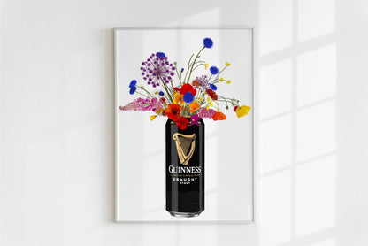 Guinness and wild flowers colourful Art Print