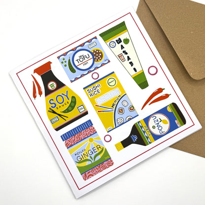 Japanese food ingredients square card | blank inside | birthday/thank you/anniversary