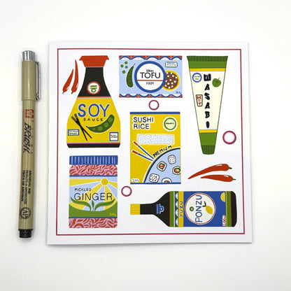 Japanese food ingredients square card | blank inside | birthday/thank you/anniversary