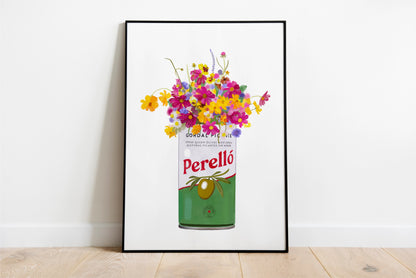 Perello Olives Tin With Wild Flowers