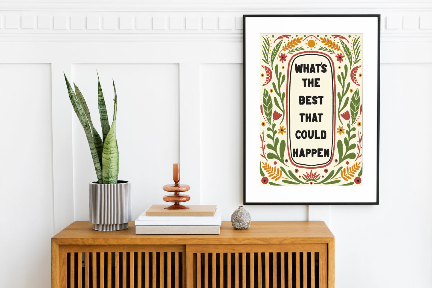 Unframed "What's the best that could happen" Hand Drawn Art print/poster
