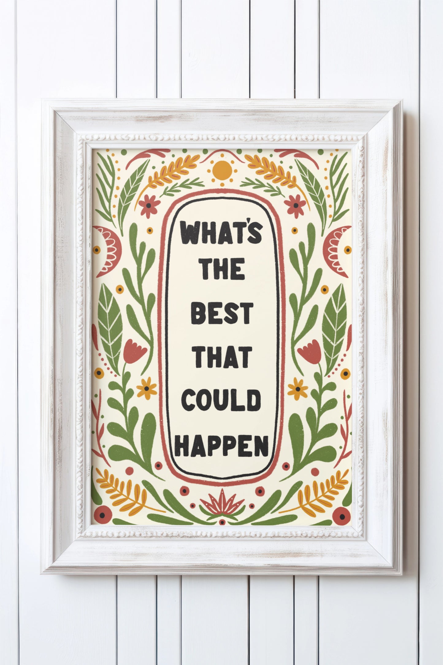 Unframed "What's the best that could happen" Hand Drawn Art print/poster